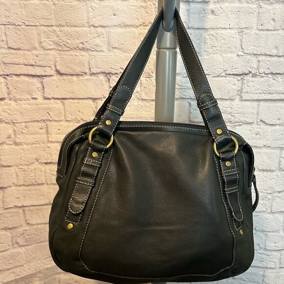 Fossil Black Shoulder Bag with contrasting stitching Western Bohemian Like New - Picture 3 of 9